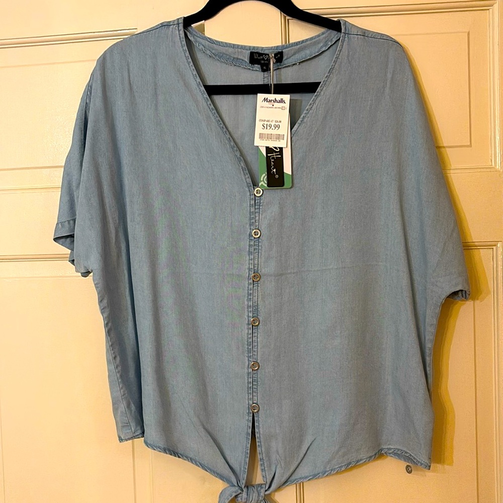Chambray Velvet Heart shirt, XL, light blue